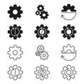 Gears, cogs wheels or sprocket icon set. Gear wheels with arrows. Vector illustration. Royalty Free Stock Photo